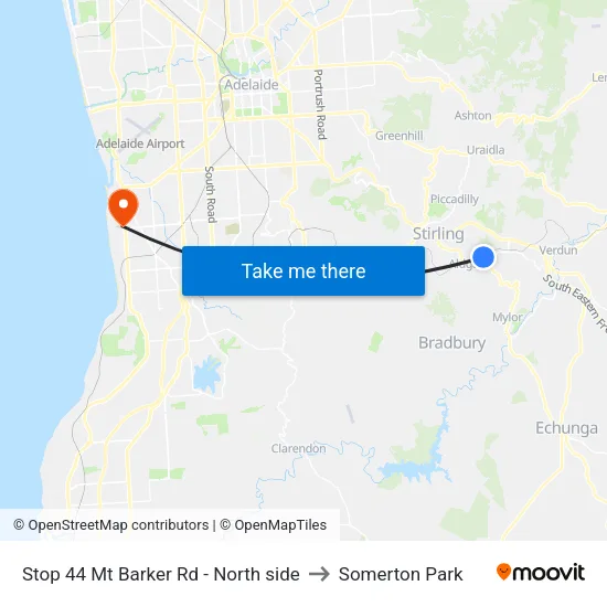Stop 44 Mt Barker Rd - North side to Somerton Park map