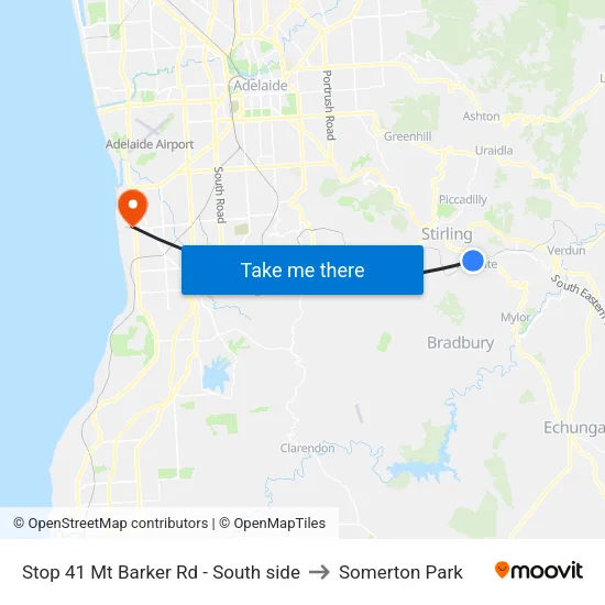 Stop 41 Mt Barker Rd - South side to Somerton Park map