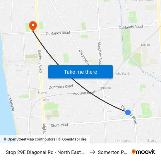 Stop 29E Diagonal Rd - North East side to Somerton Park map