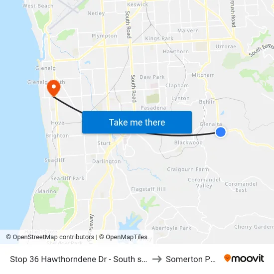 Stop 36 Hawthorndene Dr - South side to Somerton Park map
