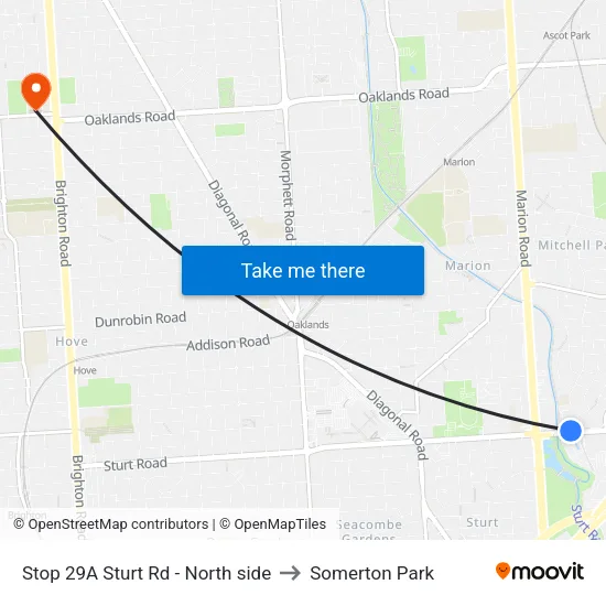 Stop 29A Sturt Rd - North side to Somerton Park map