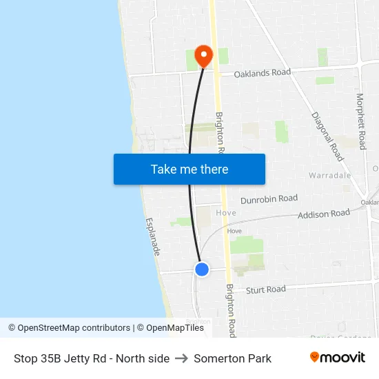 Stop 35B Jetty Rd - North side to Somerton Park map