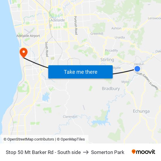 Stop 50 Mt Barker Rd - South side to Somerton Park map