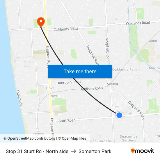 Stop 31 Sturt Rd - North side to Somerton Park map