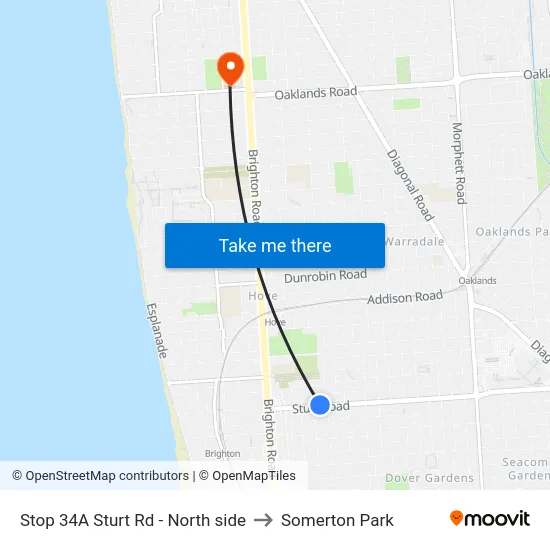 Stop 34A Sturt Rd - North side to Somerton Park map