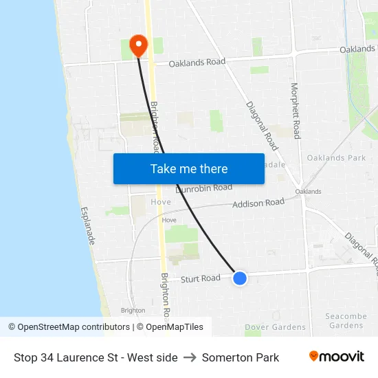 Stop 34 Laurence St - West side to Somerton Park map