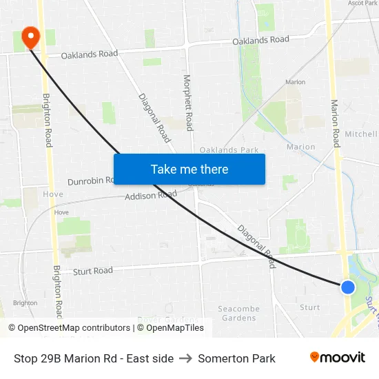 Stop 29B Marion Rd - East side to Somerton Park map