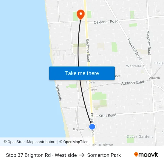 Stop 37 Brighton Rd - West side to Somerton Park map