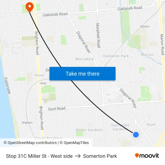 Stop 31C Miller St - West side to Somerton Park map