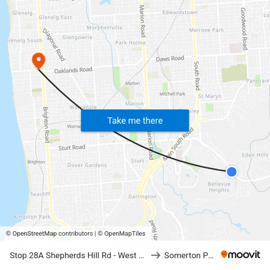 Stop 28A Shepherds Hill Rd - West side to Somerton Park map