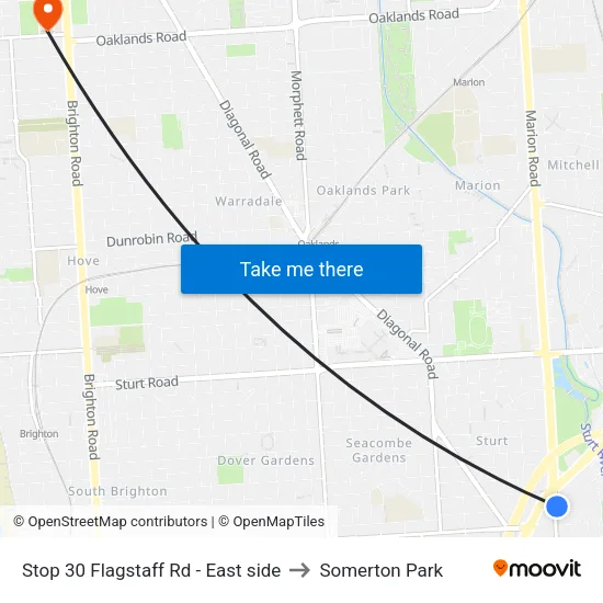 Stop 30 Flagstaff Rd - East side to Somerton Park map