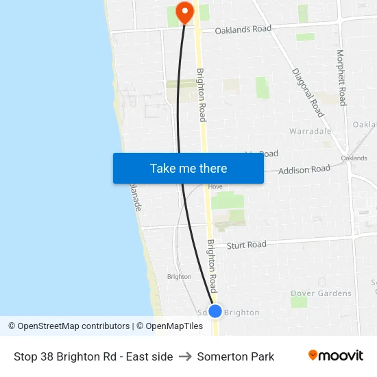 Stop 38 Brighton Rd - East side to Somerton Park map