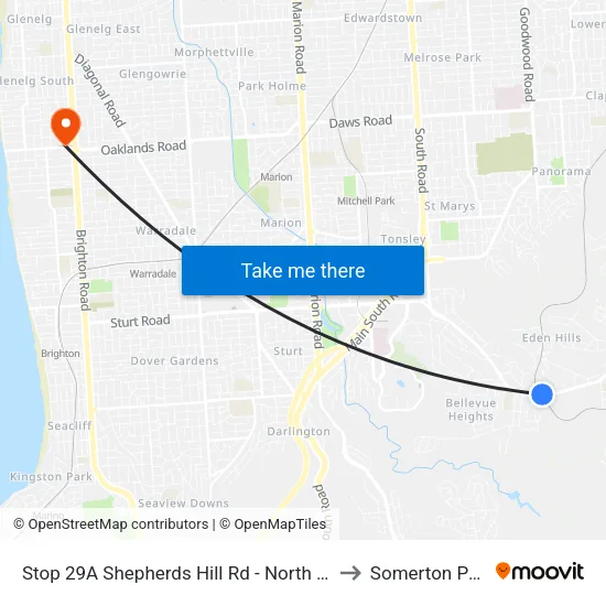 Stop 29A Shepherds Hill Rd - North side to Somerton Park map