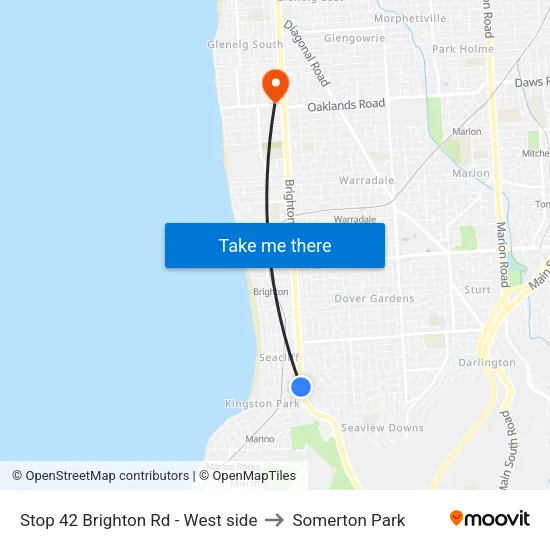 Stop 42 Brighton Rd - West side to Somerton Park map