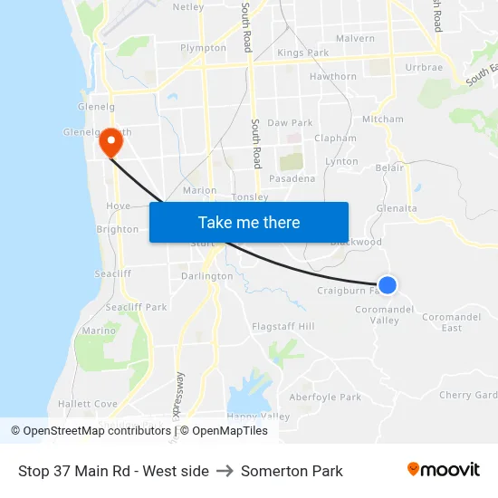 Stop 37 Main Rd - West side to Somerton Park map