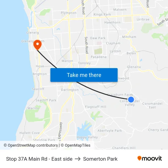 Stop 37A Main Rd - East side to Somerton Park map