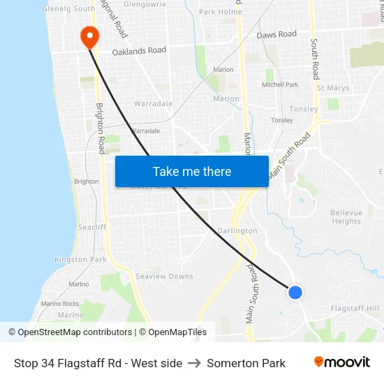 Stop 34 Flagstaff Rd - West side to Somerton Park map