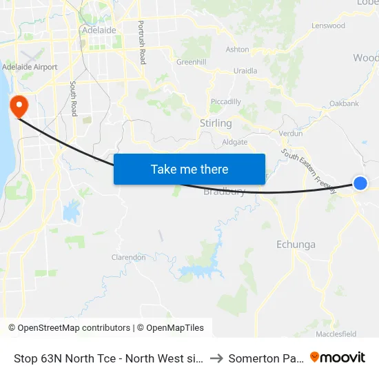 Stop 63N North Tce - North West side to Somerton Park map