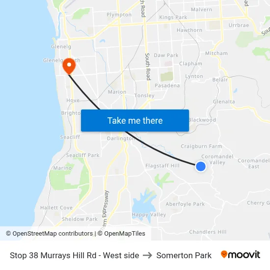 Stop 38 Murrays Hill Rd - West side to Somerton Park map