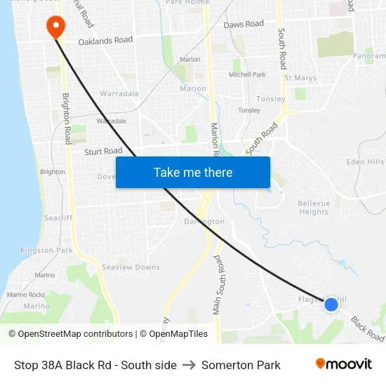 Stop 38A Black Rd - South side to Somerton Park map