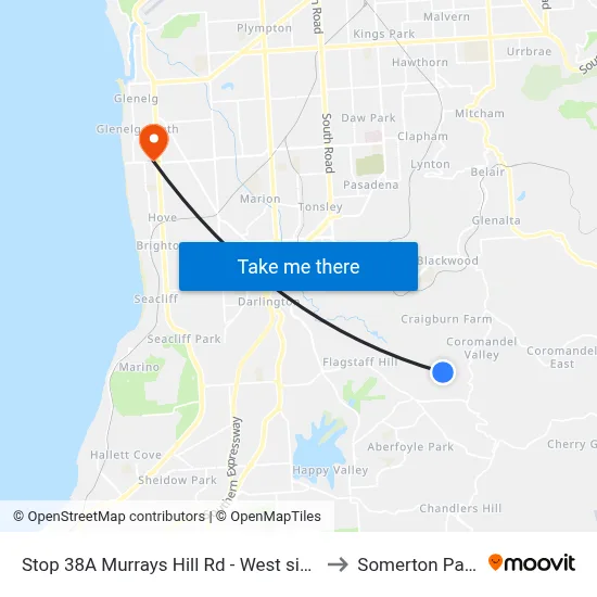 Stop 38A Murrays Hill Rd - West side to Somerton Park map