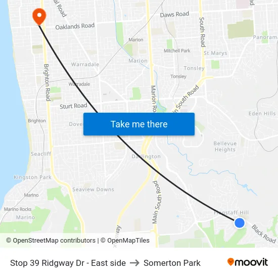 Stop 39 Ridgway Dr - East side to Somerton Park map