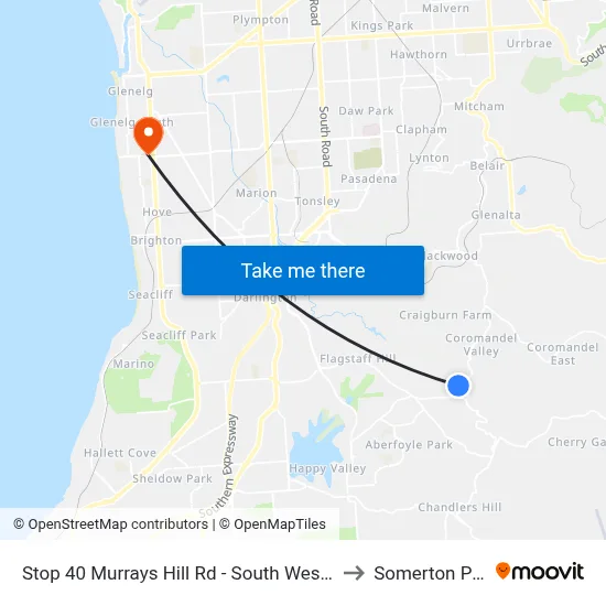 Stop 40 Murrays Hill Rd - South West side to Somerton Park map