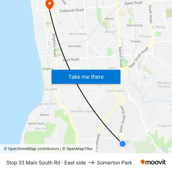 Stop 33 Main South Rd - East side to Somerton Park map