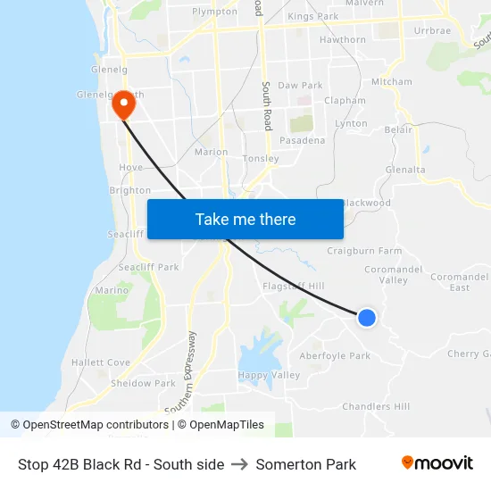 Stop 42B Black Rd - South side to Somerton Park map