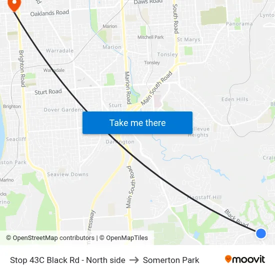 Stop 43C Black Rd - North side to Somerton Park map