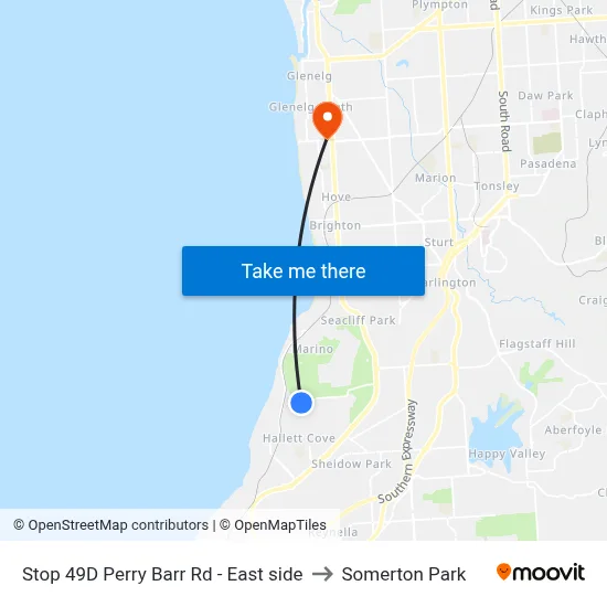 Stop 49D Perry Barr Rd - East side to Somerton Park map