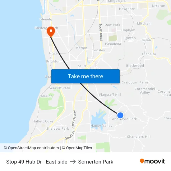 Stop 49 Hub Dr - East side to Somerton Park map