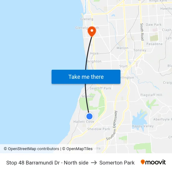 Stop 48 Barramundi Dr - North side to Somerton Park map