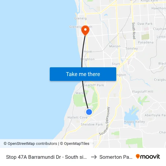 Stop 47A Barramundi Dr - South side to Somerton Park map