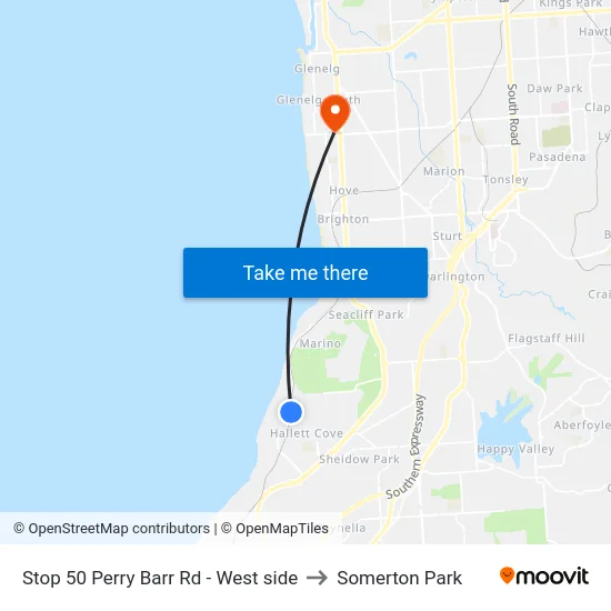 Stop 50 Perry Barr Rd - West side to Somerton Park map