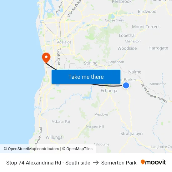 Stop 74 Alexandrina Rd - South side to Somerton Park map