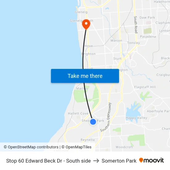 Stop 60 Edward Beck Dr - South side to Somerton Park map