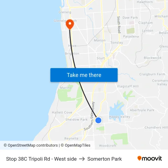 Stop 38C Tripoli Rd - West side to Somerton Park map