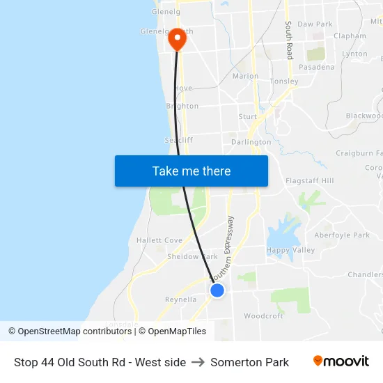 Stop 44 Old South Rd - West side to Somerton Park map
