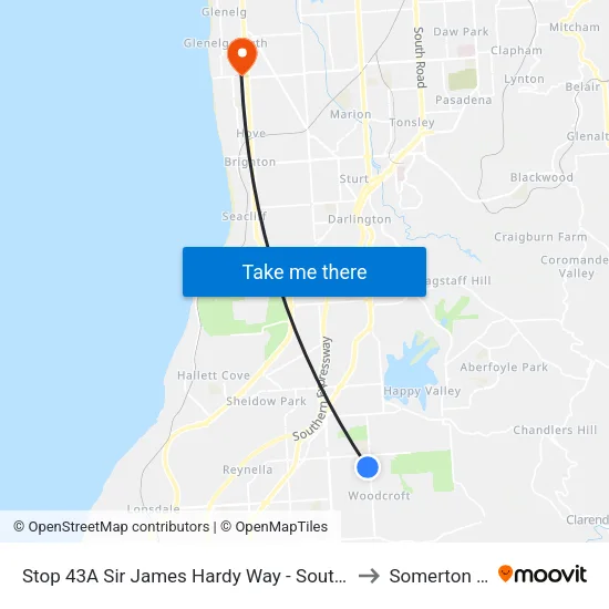 Stop 43A Sir James Hardy Way - South West side to Somerton Park map