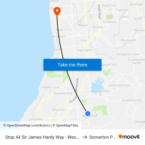 Stop 44 Sir James Hardy Way - West side to Somerton Park map