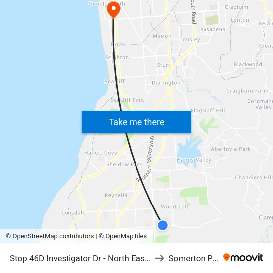 Stop 46D Investigator Dr - North East side to Somerton Park map
