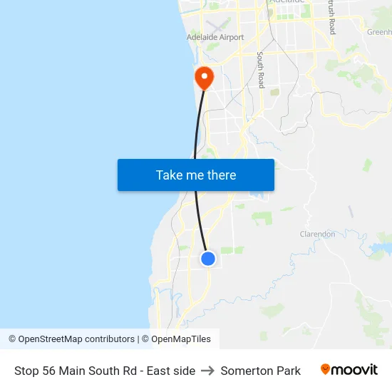 Stop 56 Main South Rd - East side to Somerton Park map