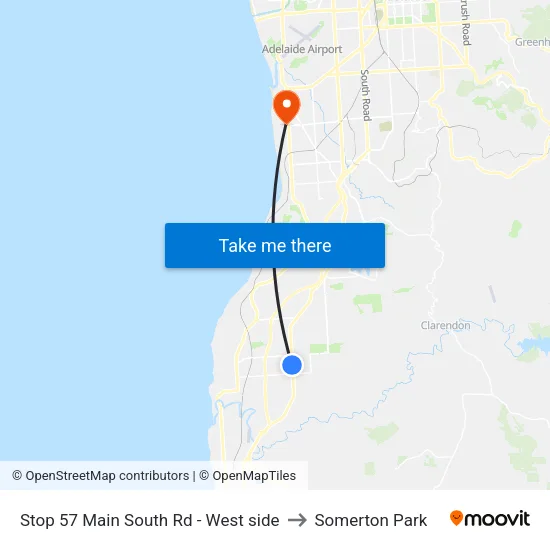 Stop 57 Main South Rd - West side to Somerton Park map
