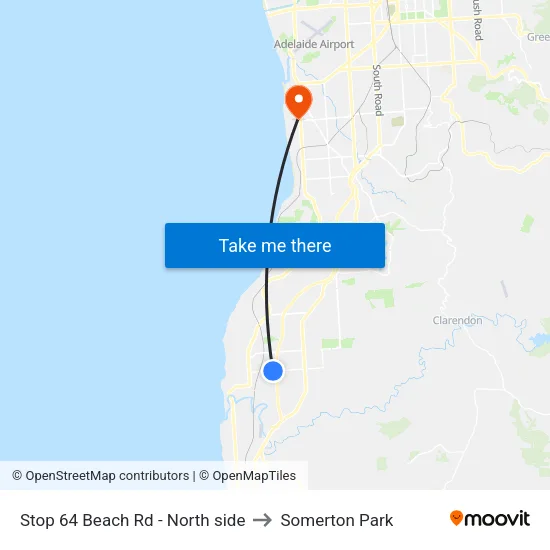 Stop 64 Beach Rd - North side to Somerton Park map