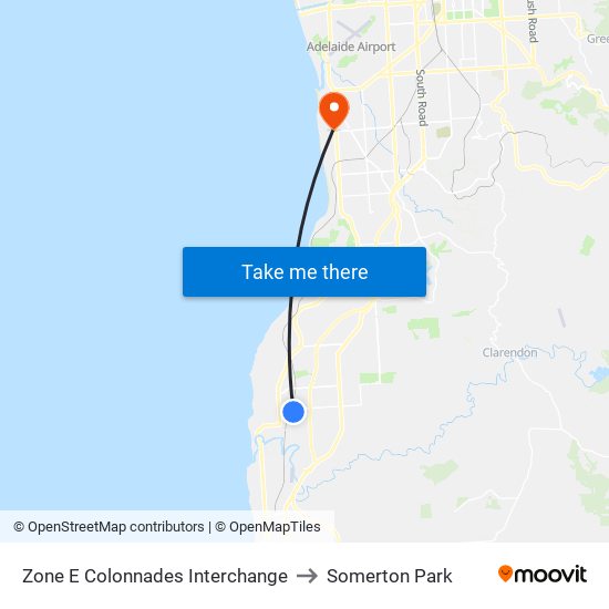 Zone E Colonnades Interchange to Somerton Park map