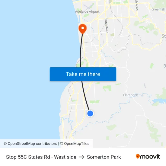 Stop 55C States Rd - West side to Somerton Park map