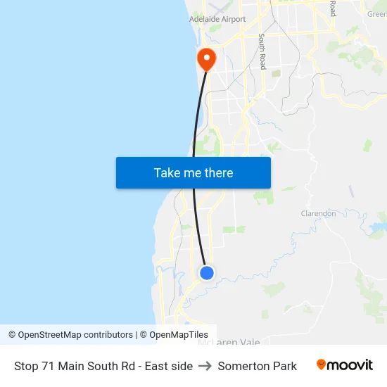 Stop 71 Main South Rd - East side to Somerton Park map