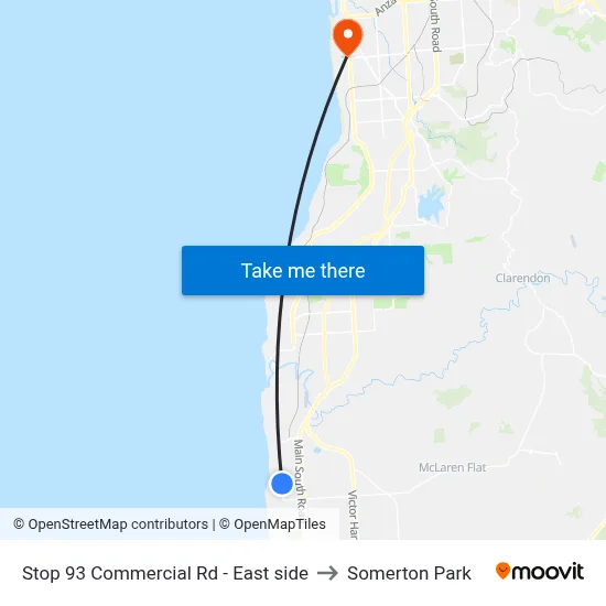 Stop 93 Commercial Rd - East side to Somerton Park map