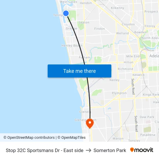 Stop 32C Sportsmans Dr - East side to Somerton Park map